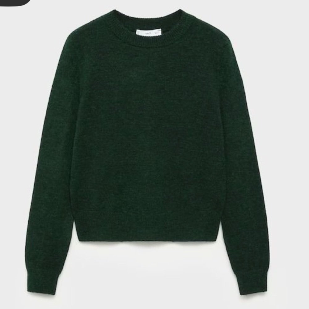 Mango Dark Green Crewneck Sweater